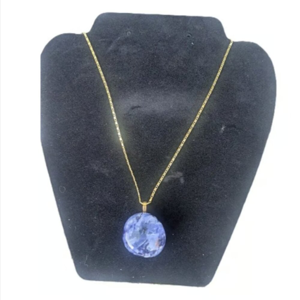 #1 Sodalite Beautiful Blue Gloss Stone Necklace 18k Gold Filled Chain